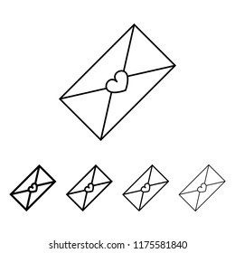 envelope with love letter icon in different thickness style. One of Valentine collection icon can be used for UI, UX