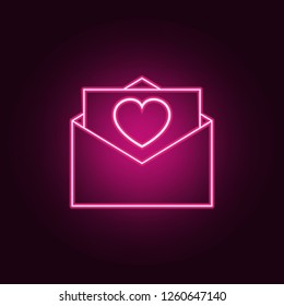 envelope with love letter icon. Elements of Valentine in neon style icons. Simple icon for websites, web design, mobile app, info graphics