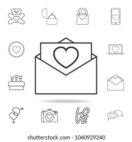 envelope with love letter icon. Set of Love element icons. Premium quality graphic design. Signs, outline symbols collection icon for websites, web design, mobile app on white background