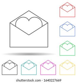 envelope with love letter multi color style icon. Simple thin line, outline vector of valentine icons for ui and ux, website or mobile application