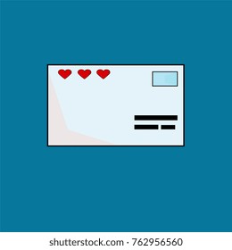 envelope with a love letter for St. Valentine's Day
