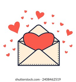 Envelope with a love letter. Symbol of Valentine's Day.