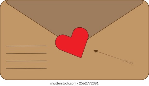 Envelope for lovers.  Envelope with a heart and an arrow.