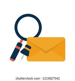 Envelope and magnifying glass