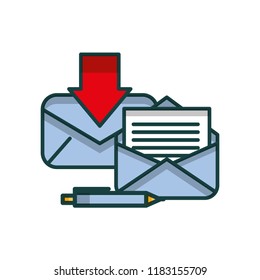 envelope mail with arrow and pen