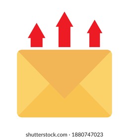 Briefumschlag-Post mit Pfeilen im flachen Stil, Vektorgrafik-Design