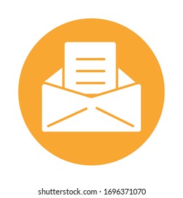 envelope mail block style icon vector illustration design