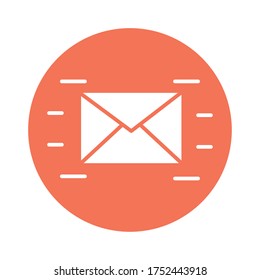 envelope mail block style icon vector illustration design