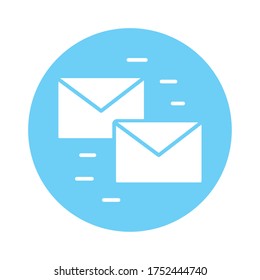 envelope mail block style icon vector illustration design