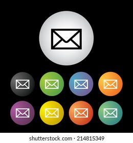 envelope mail  button icon set  