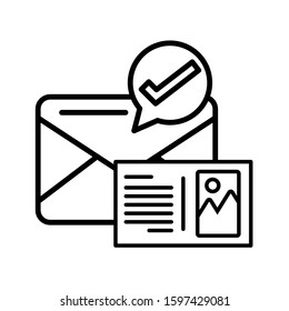 envelope mail with check symbol vector illustration design