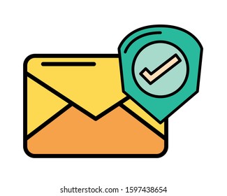 envelope mail with check symbol vector illustration design