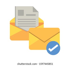 envelope mail with check symbol vector illustration design
