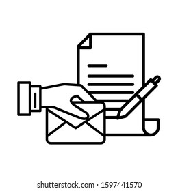 envelope mail with checklist postal service vector illustration design