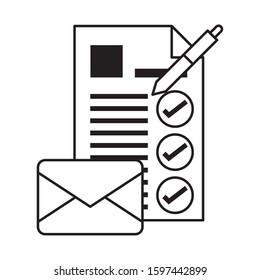 envelope mail with checklist postal service vector illustration design