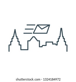 envelope mail with cityscape icon