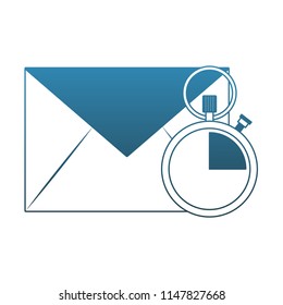 Envelope mail and clock blue lines