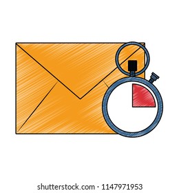 Envelope mail and clock scribble