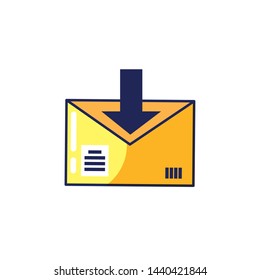envelope mail communication with arrow down