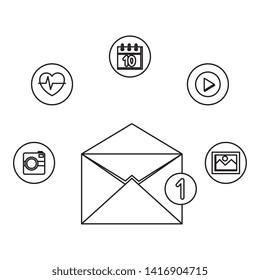 envelope mail with counter and apps menu