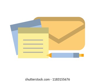 envelope mail with document and pen