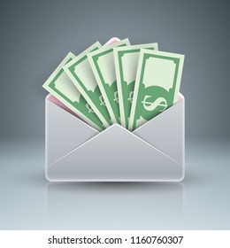 Envelope, mail, email, bribe money dollar icon Vector eps 10