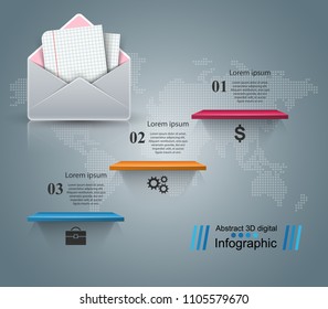 Envelope, mail, email - business infographic Vector eps 10