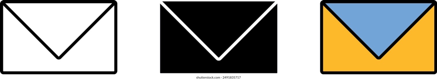 Briefumschlag, Post, E-Mail, Symbol in liniertem, isoliertem und farbigem Stil. Vektorillustration 