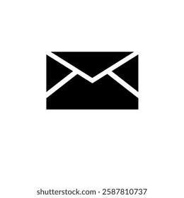 Envelope Mail, Email Letter, Message Solid Flat Vector Icon Isolated on White Background.