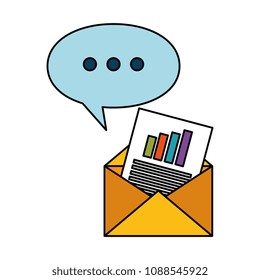 envelope mail with financial document and speech bubble