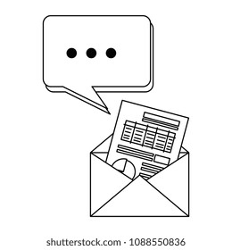 envelope mail with financial document and speech bubble