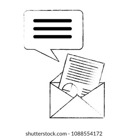 envelope mail with financial document and speech bubble