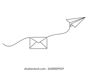 envelope mail with flying paper plane design, vector illustration, isolated on transparent background