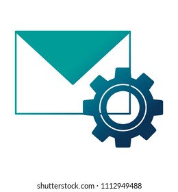 envelope mail with gear isolated icon
