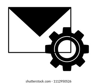 envelope mail with gear isolated icon
