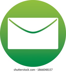Sobre Correo en icono de círculo verde, ilustración vectorial. Icono de estilo de diseño plano de un conjunto. Aislado sobre fondo blanco.
