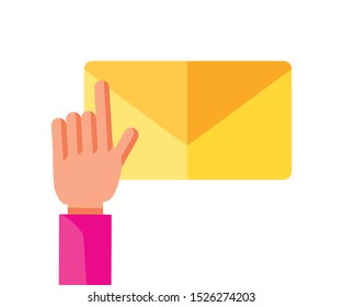 envelope mail with hand user vector illustration design