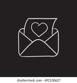 Briefumschlag mit Herz-Vektorgrafik-Symbol einzeln auf Hintergrund. Handgezeichnete Briefpost mit Herzsymbol. Briefumschlag mit Herzskizze für Infografik, Website oder App.