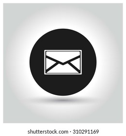 Envelope Mail icon Icon. Black Circle Pictogram. vector illustration