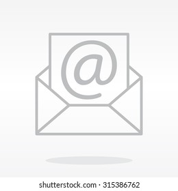 Envelope mail icon. Email message sign. Internet letter symbol. Linear outline icon. Vector