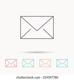Envelope mail icon. Email message sign. Internet letter symbol. Linear icons on white background. Vector