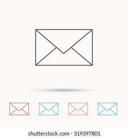Envelope mail icon. Email message sign. Internet letter symbol. Linear icons on white background. Vector