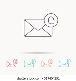 Envelope mail icon. Email message sign. Internet letter symbol. Linear icons on white background. Vector