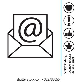 Envelope mail icon. Email message sign. Internet letter symbol. Linear outline icon. Vector