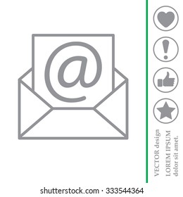 Envelope mail icon. Email message sign. Internet letter symbol. Linear outline icon. Vector