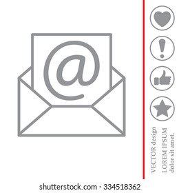 Envelope mail icon. Email message sign. Internet letter symbol. Linear outline icon. Vector