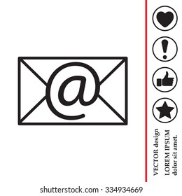 Envelope mail icon. Email message sign. Internet letter symbol. Linear outline icon. Vector