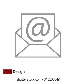 Envelope mail icon. Email message sign. Internet letter symbol. Linear outline icon. Vector