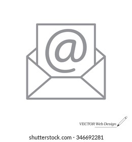 Envelope mail icon. Email message sign. Internet letter symbol. Linear outline icon. Vector