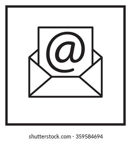 Envelope mail icon. Email message sign. Internet letter symbol. Linear outline icon. Vector